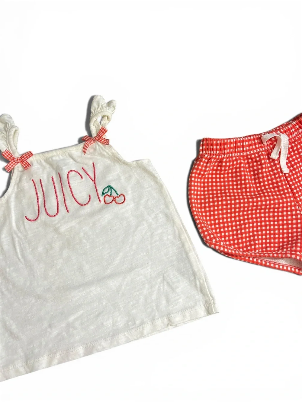Juicy Couture Kids Set 4 Red Gingham Shorts & Tank Top Outfit